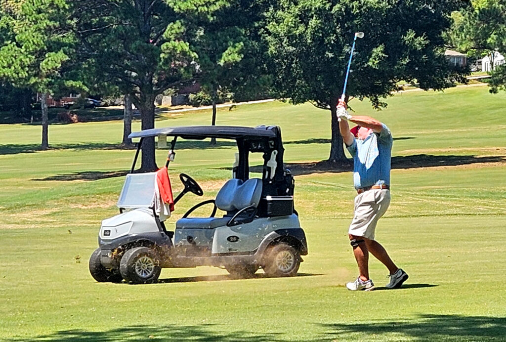 Ty Cole approaches on No. 10 during Sunday’s State Match Play finals match at Anniston Country Club. (Photo by Joe Medley)